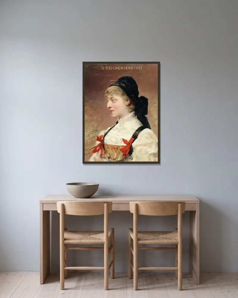 Portrait de Suzanne Reichenberg (1853-1924), sociétaire de la Comédie-Française av Théobald Chartran inramad på en vägg