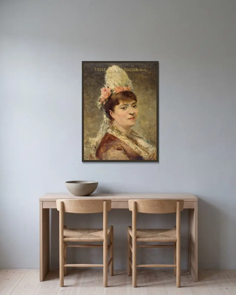 Portrét Édile Riquera, Théobald Chartran v rámu na stěně