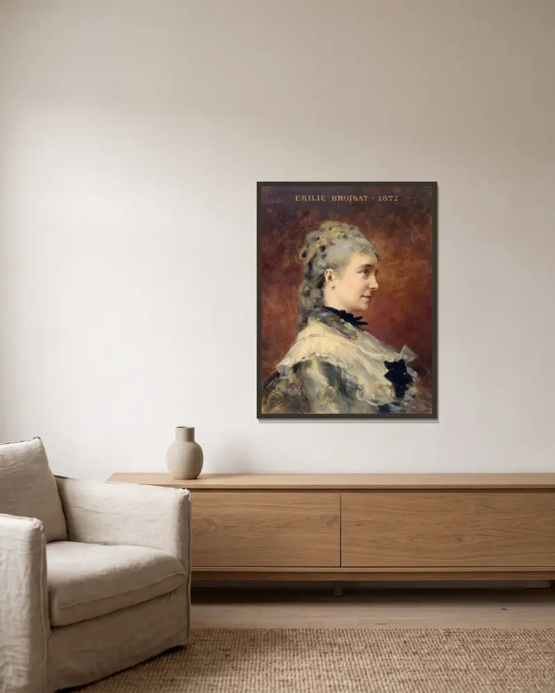 Portrait d’Émilie Broisat av Théobald Chartran inramad på en vägg
