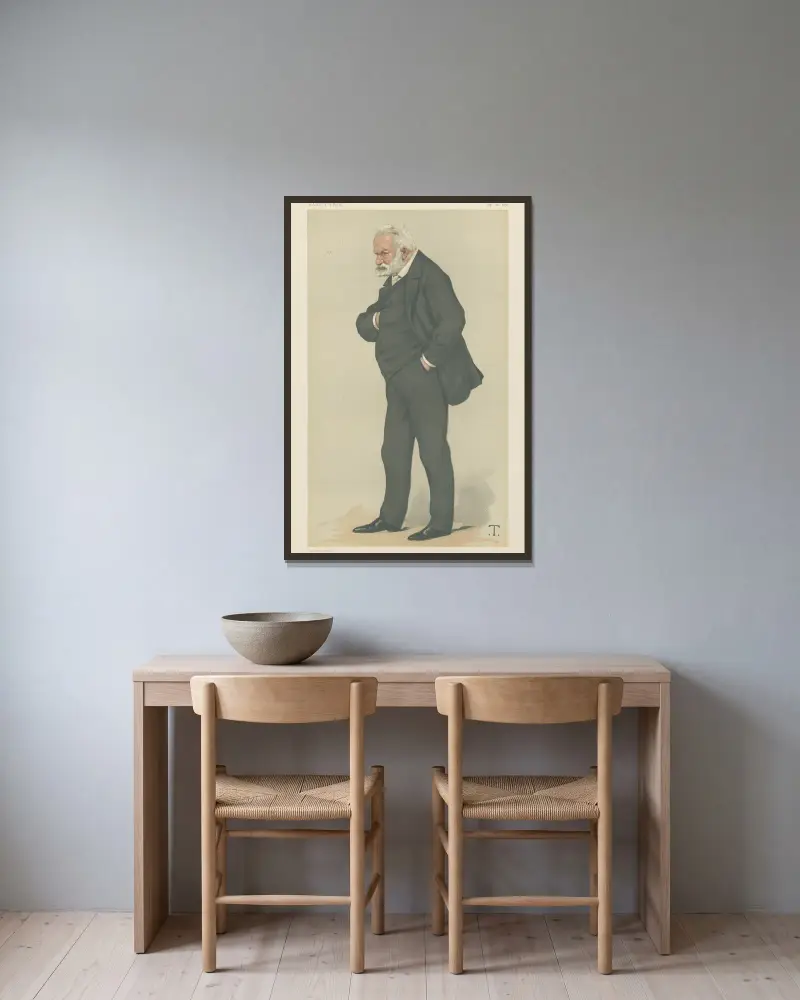 Vanity Fair; Literary; ‘A French Poet’, Victor Hugo, September 20, 1879 av Théobald Chartran inramad på en vägg