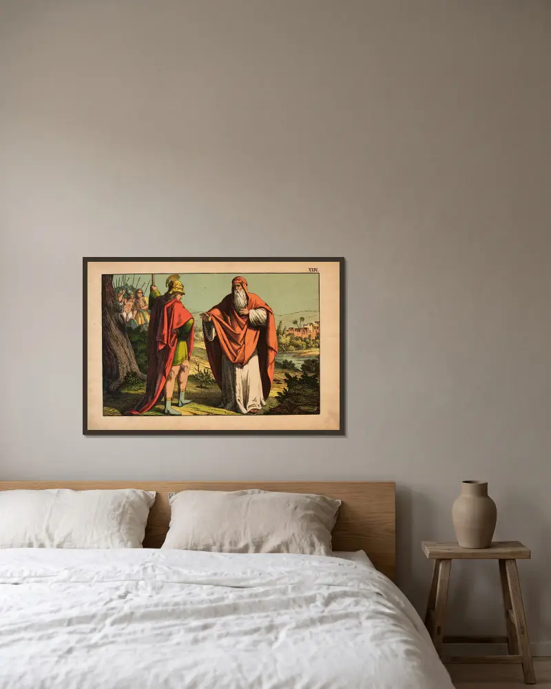 Rehoboam and the Prophet Shemaiah av Theodor Eckardt inramad på en vägg