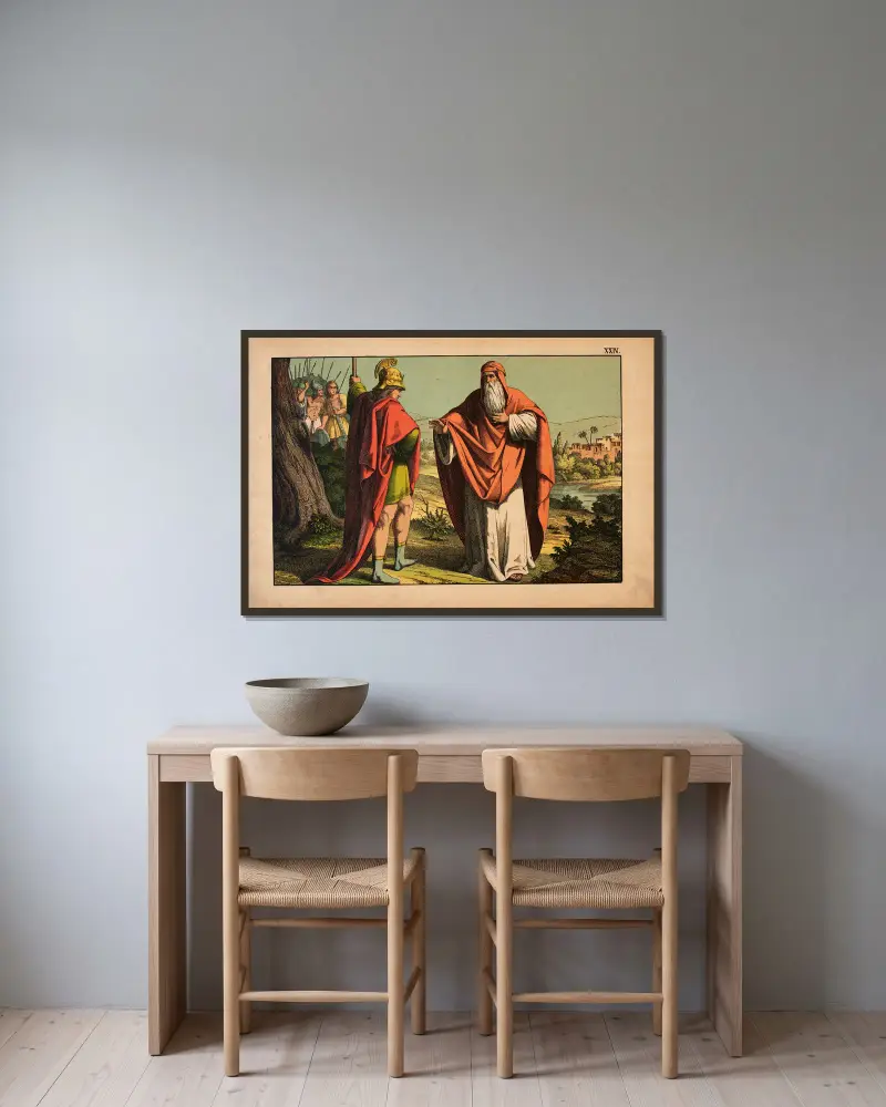 Rehoboam and the Prophet Shemaiah av Theodor Eckardt inramad på en vägg