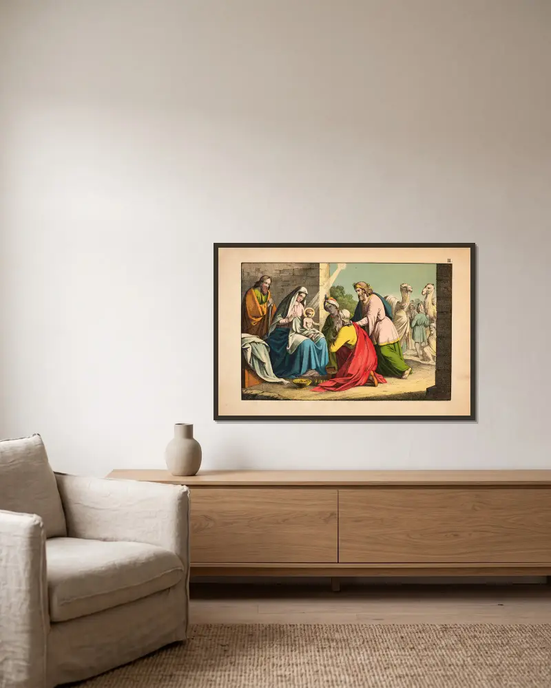 The Adoration of the Magi av Theodor Eckardt inramad på en vägg