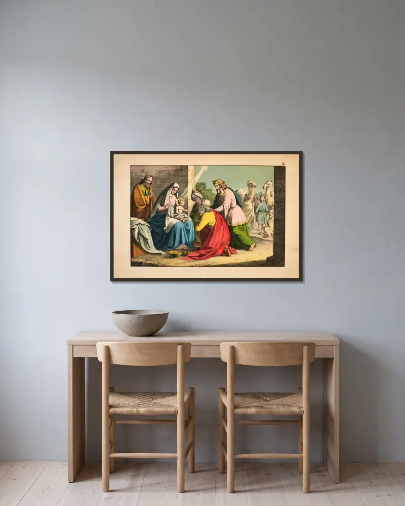 The Adoration of the Magi av Theodor Eckardt inramad på en vägg