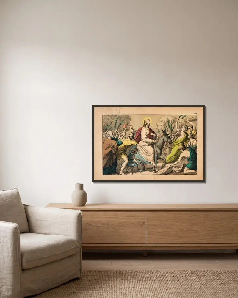Der Einzug in Jerusalem von Theodor Eckardt gerahmt an einer Wand