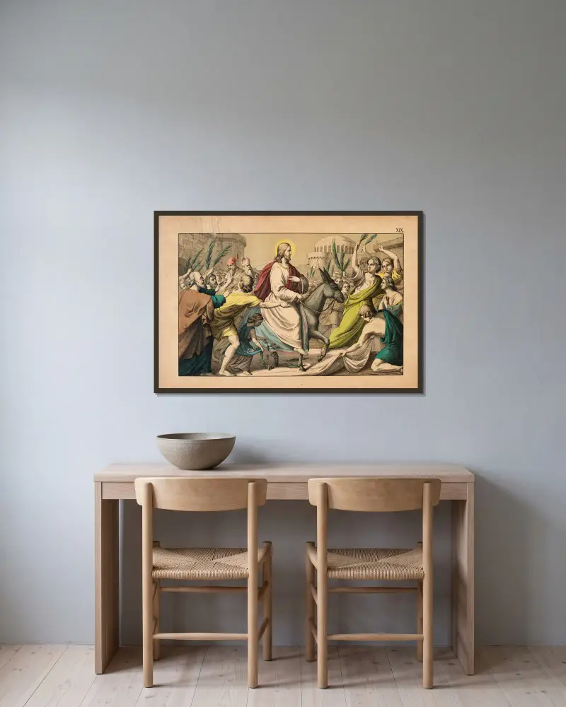 Der Einzug in Jerusalem von Theodor Eckardt gerahmt an einer Wand