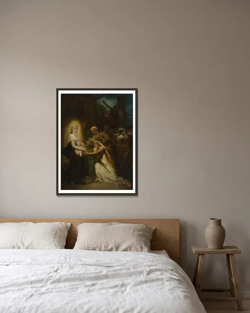 L’Adoration des Mages av Théodore Chassériau inramad på en vägg