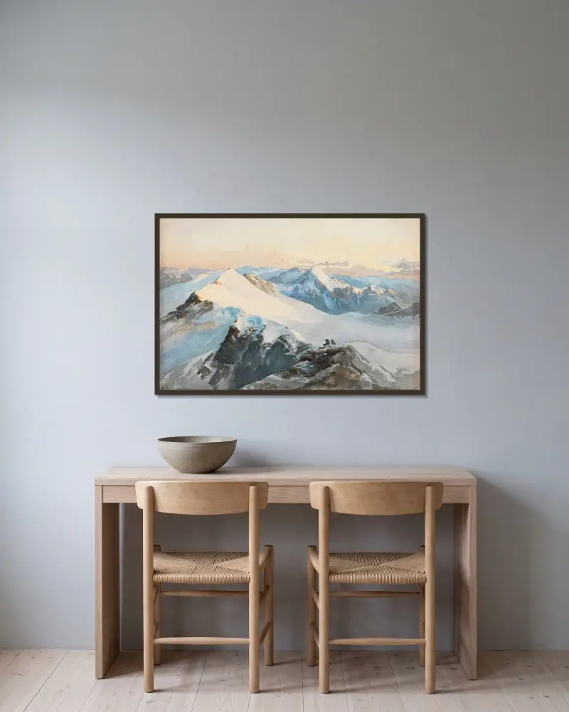 Am Adamello av Edward Theodore Compton inramad på en vägg