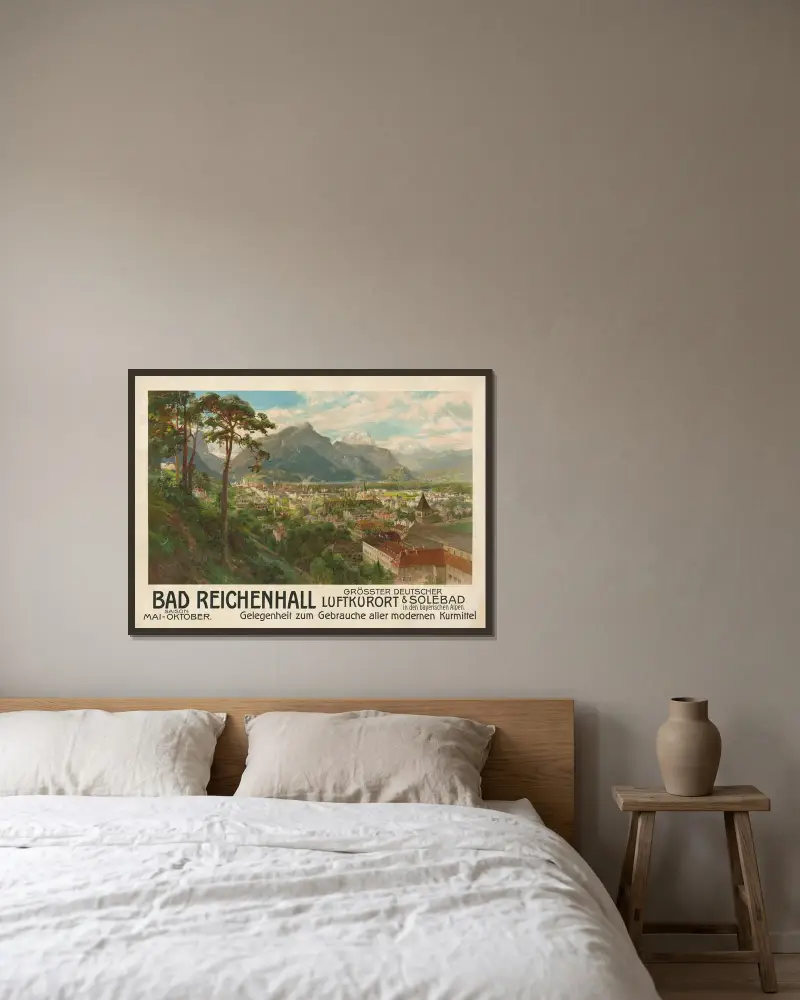 Bad Reichenhall. Größter Deutscher Luftkurort & Solebad in den bayerischen Alpen av Edward Theodore Compton inramad på en vägg