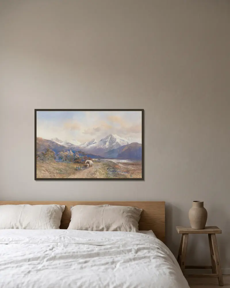 Vy mot Ortler från St. Valentin av Edward Theodore Compton inramad på en vägg