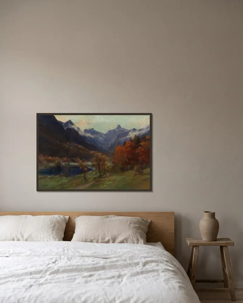 Christlessee vid Gerstruben med utsikt mot Trettachspitze av Edward Theodore Compton inramad på en vägg