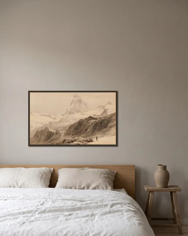 Matterhorn från Triftkumme av Edward Theodore Compton inramad på en vägg
