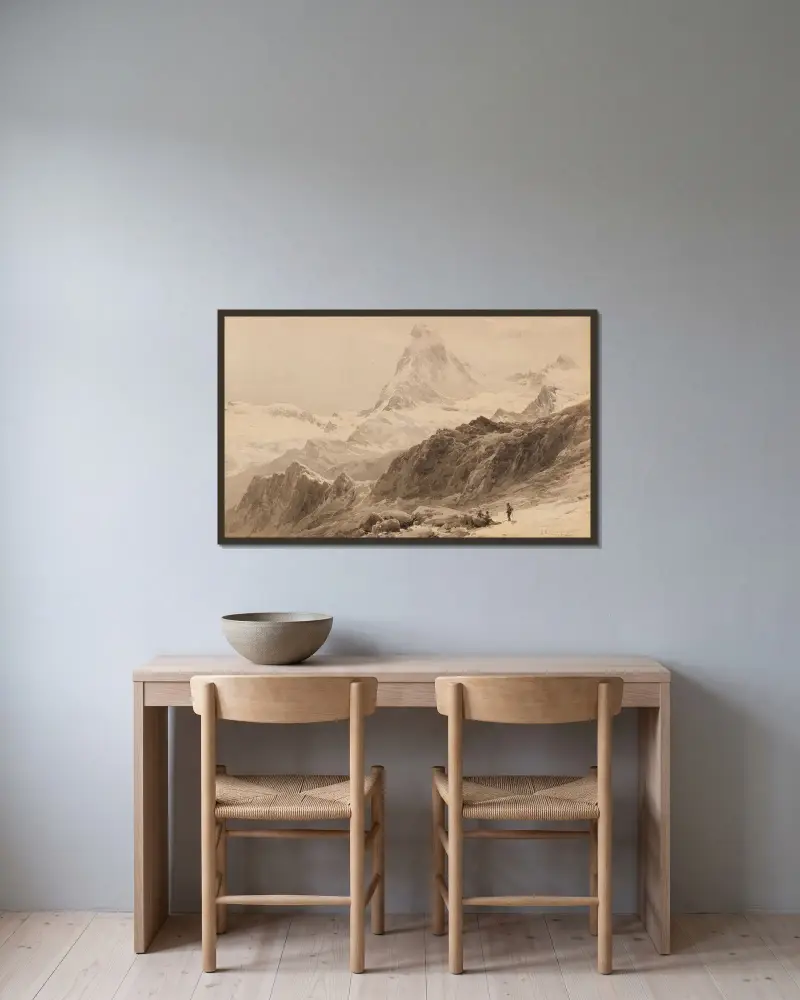 Matterhorn från Triftkumme av Edward Theodore Compton inramad på en vägg