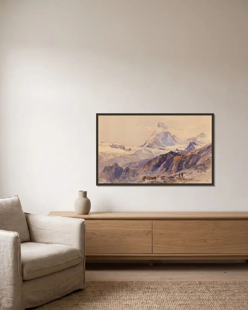 Matterhorn från Triftkumme av Edward Theodore Compton inramad på en vägg