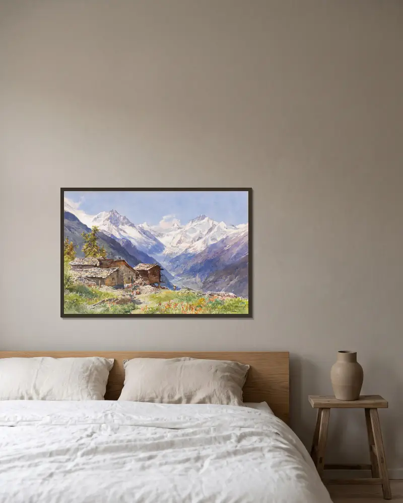 Alpe Barneuza (Wallis) von Edward Theodore Compton gerahmt an einer Wand