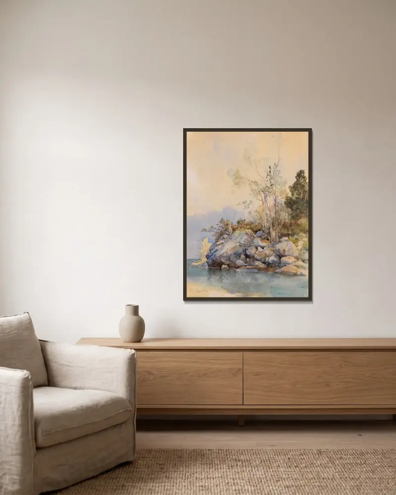 Eibsee von Edward Theodore Compton gerahmt an einer Wand