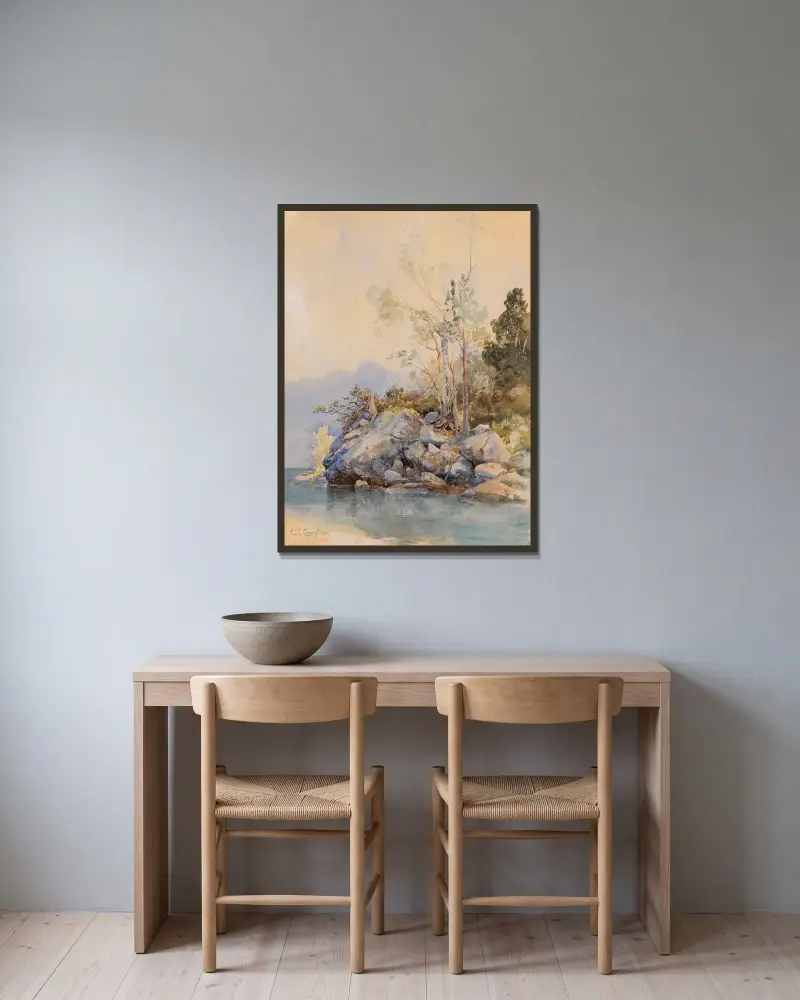 Eibsee von Edward Theodore Compton gerahmt an einer Wand