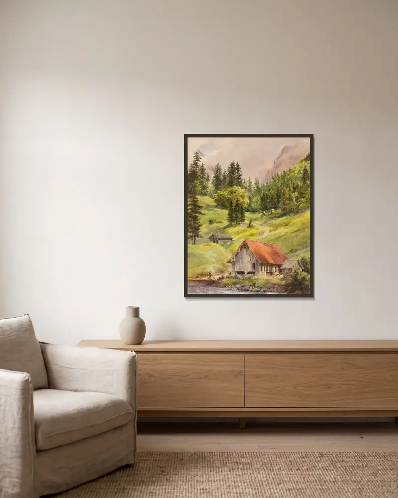 Engelberg (Schweiz) von Edward Theodore Compton gerahmt an einer Wand