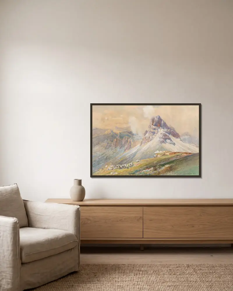 Från Dolomiterna av Edward Theodore Compton inramad på en vägg