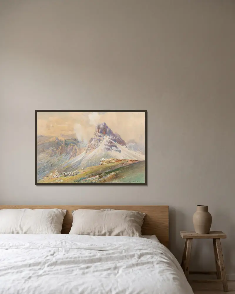 Från Dolomiterna av Edward Theodore Compton inramad på en vägg