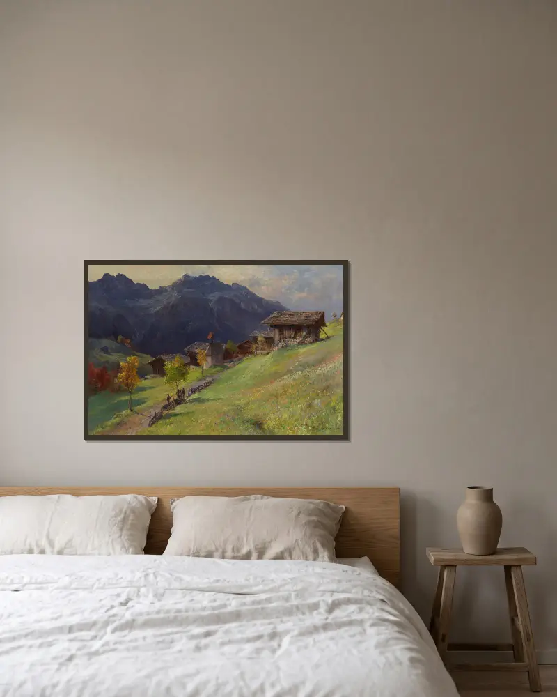 Gerstruben vom Dietersbacher Tal kommend mit Blick auf den Himmelschrofen av Edward Theodore Compton inramad på en vägg