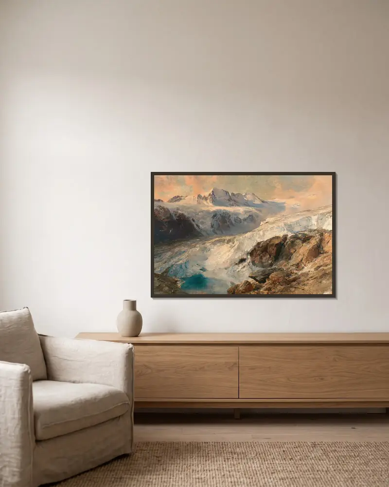 Glacier de Grand Croux, Cogne av Edward Theodore Compton inramad på en vägg