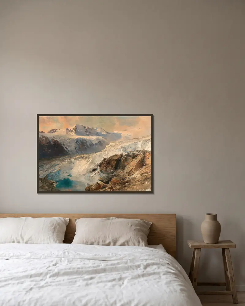 Glacier de Grand Croux, Cogne av Edward Theodore Compton inramad på en vägg