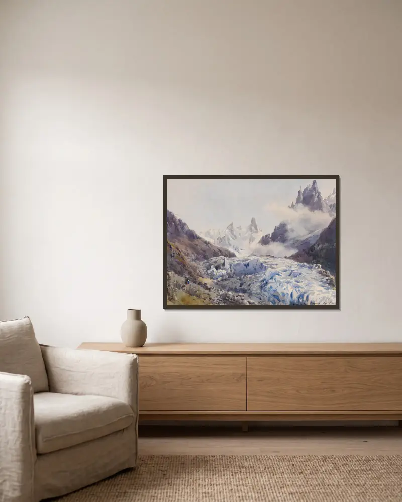 Glacier des Bois, Chamonix von Edward Theodore Compton gerahmt an einer Wand