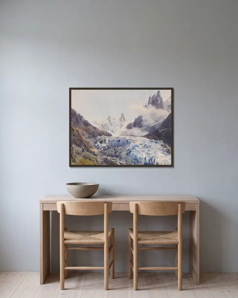 Glacier des Bois, Chamonix von Edward Theodore Compton gerahmt an einer Wand