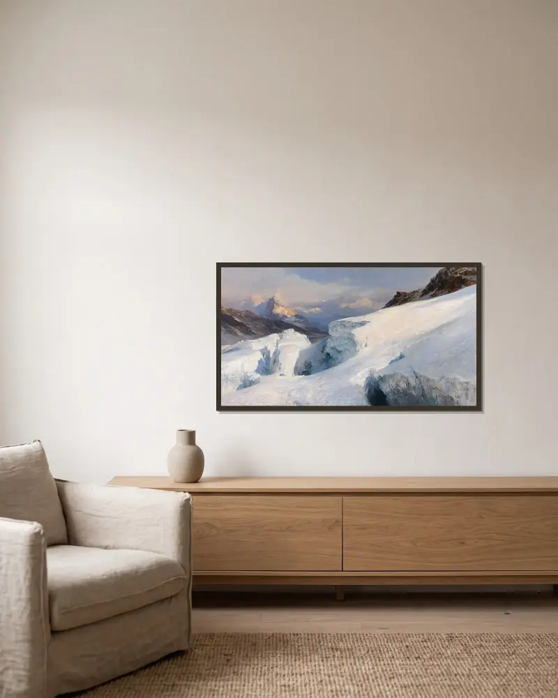 Gletscherplateau, 1906 von Edward Theodore Compton gerahmt an einer Wand