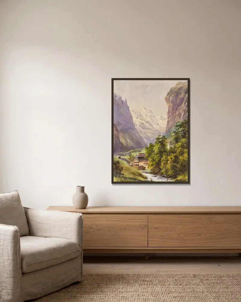 Lauterbrunnen (Schweiz) von Edward Theodore Compton gerahmt an einer Wand