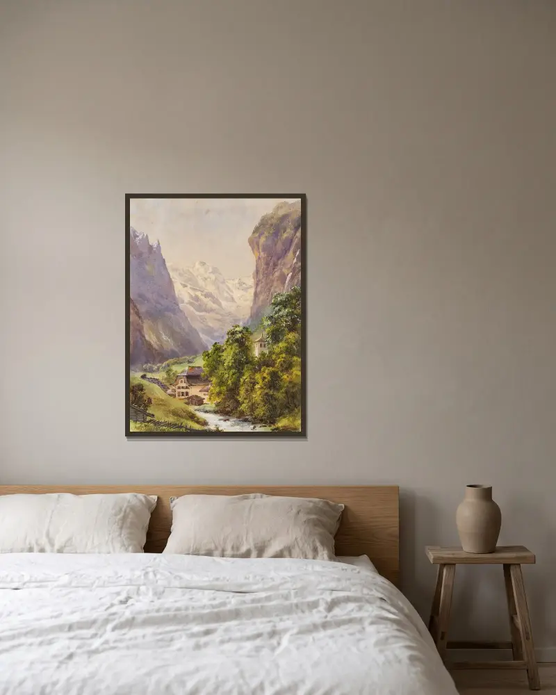 Lauterbrunnen (Schweiz) von Edward Theodore Compton gerahmt an einer Wand