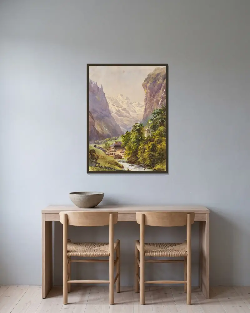 Lauterbrunnen (Schweiz) von Edward Theodore Compton gerahmt an einer Wand