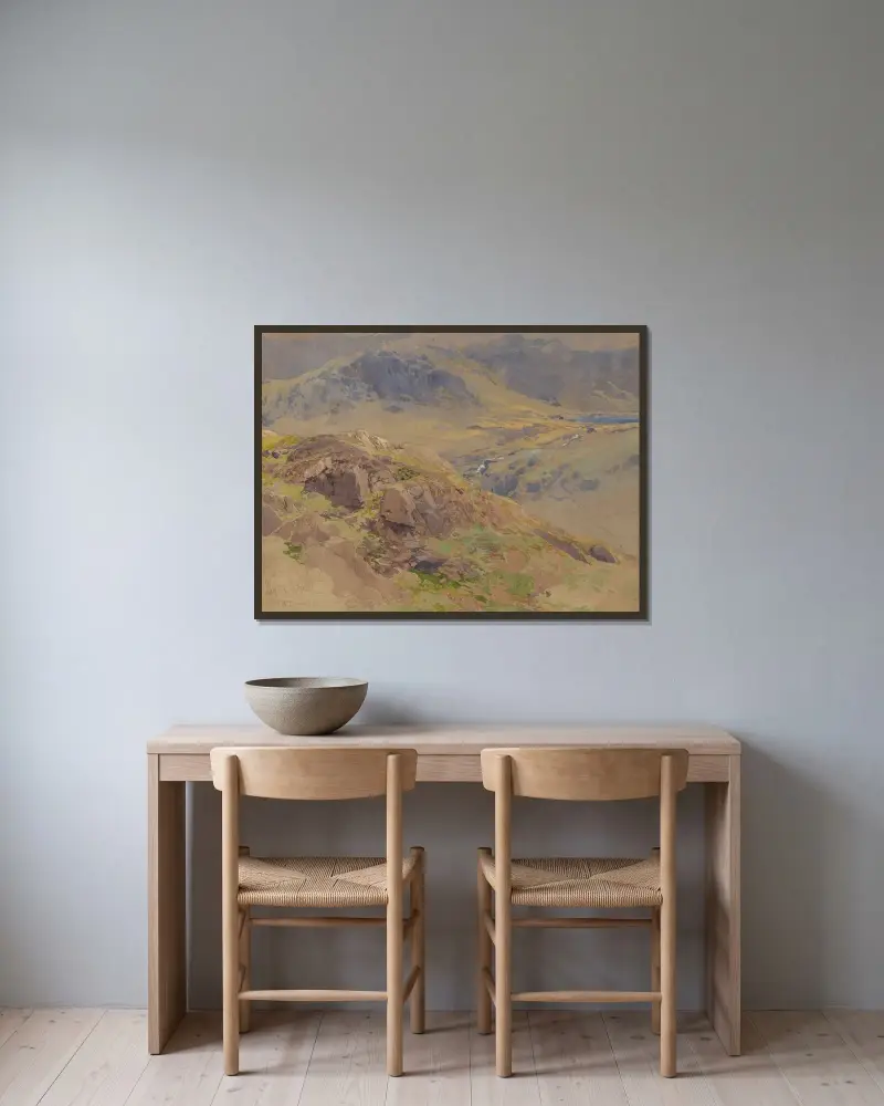 Llyn Idwal (Nordwales) von Edward Theodore Compton gerahmt an einer Wand