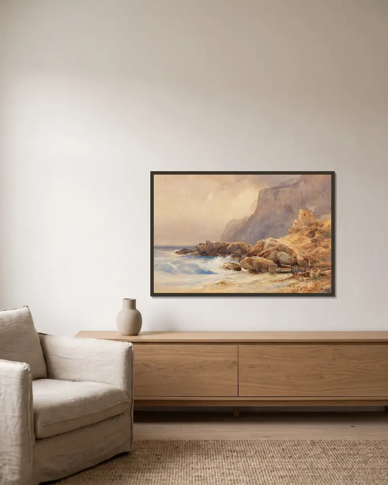 Kleiner Hafen, Capri von Edward Theodore Compton gerahmt an einer Wand