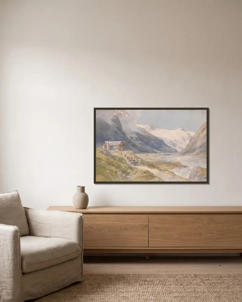 Pasterze von Edward Theodore Compton gerahmt an einer Wand