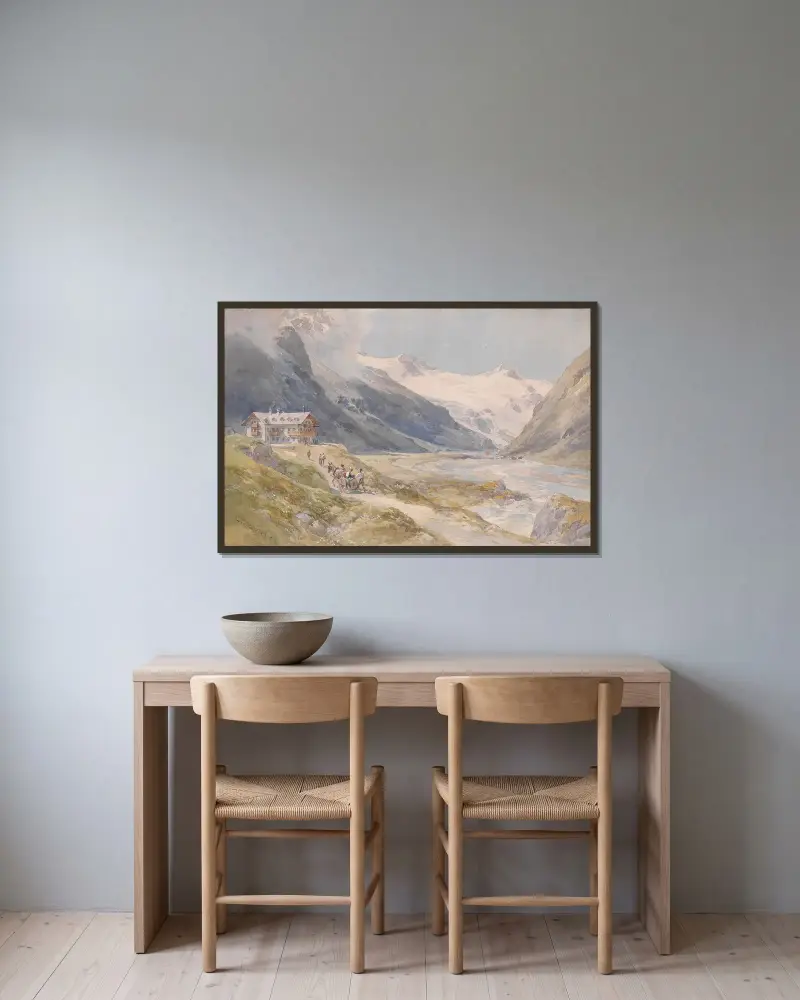 Pasterze von Edward Theodore Compton gerahmt an einer Wand