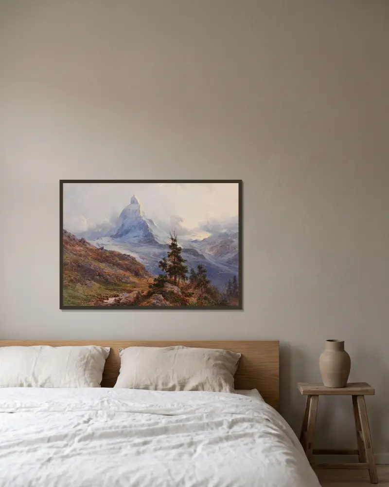 View of the Matterhorn av Edward Theodore Compton inramad på en vägg