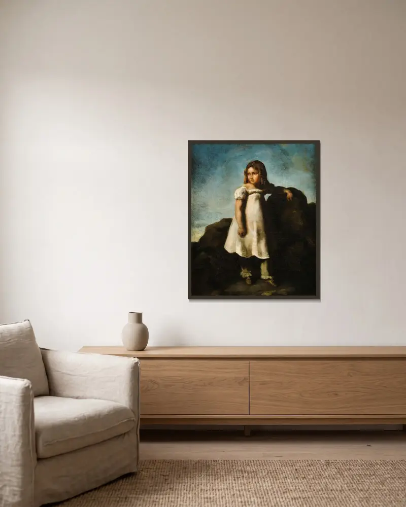 Elisabeth Dedreux som barn på landet av Théodore Géricault inramad på en vägg