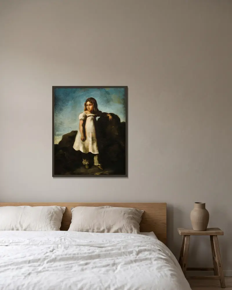 Elisabeth Dedreux som barn på landet av Théodore Géricault inramad på en vägg