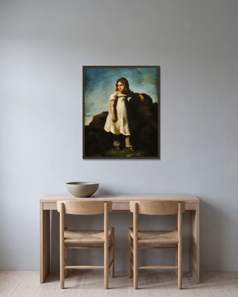 Elisabeth Dedreux som barn på landet av Théodore Géricault inramad på en vägg