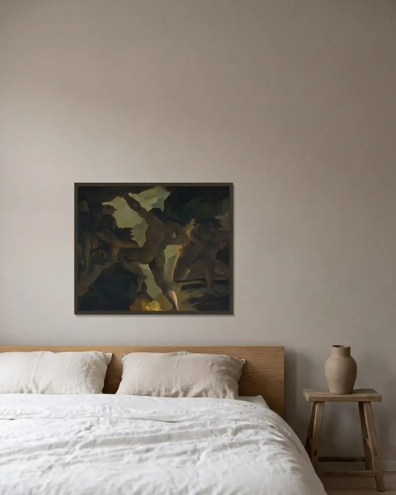 Episod ur titanernas krig av Théodore Géricault inramad på en vägg