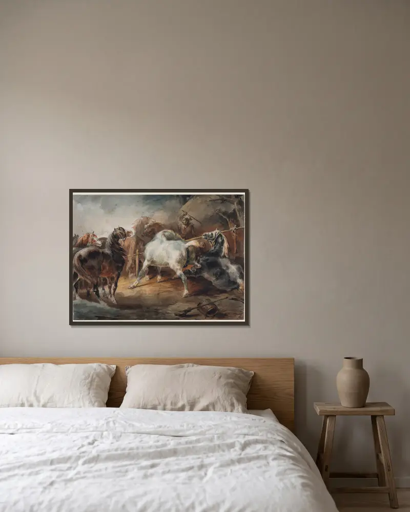 Bojující koně, Théodore Géricault v rámu na stěně