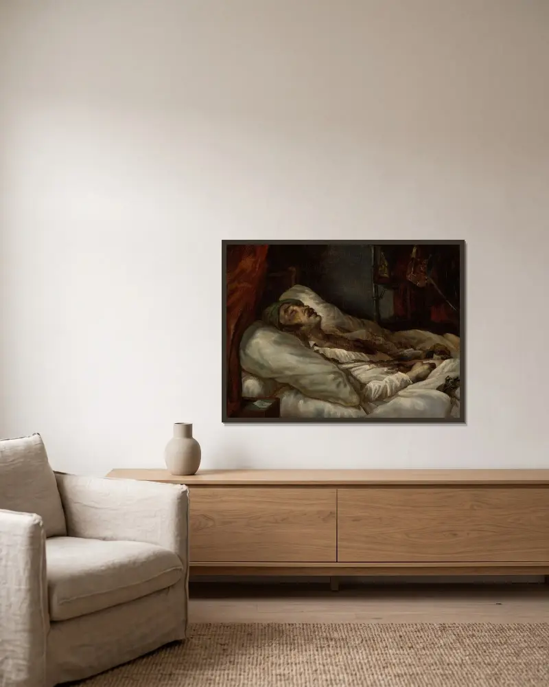 General Letellier på sin dödsbädd av Théodore Géricault inramad på en vägg