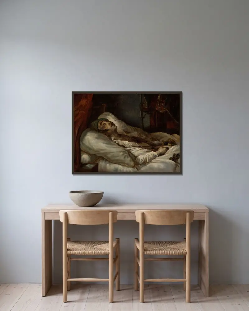 General Letellier på sin dödsbädd av Théodore Géricault inramad på en vägg