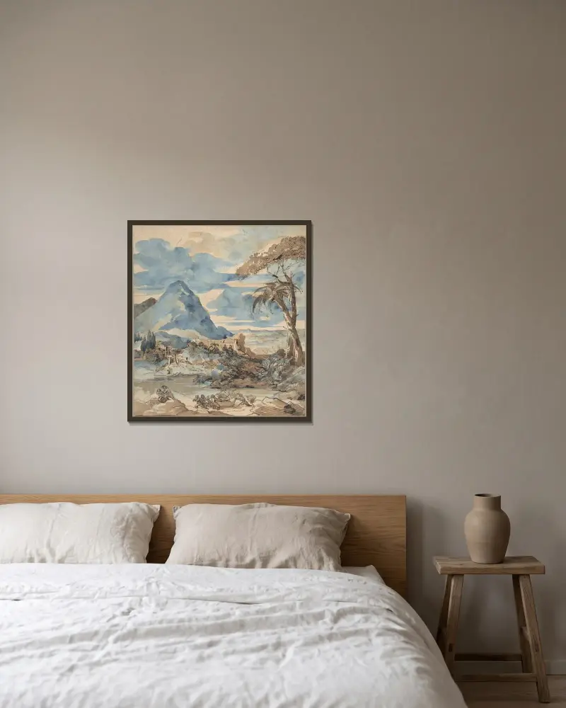 Landskap med fiskare av Théodore Géricault inramad på en vägg