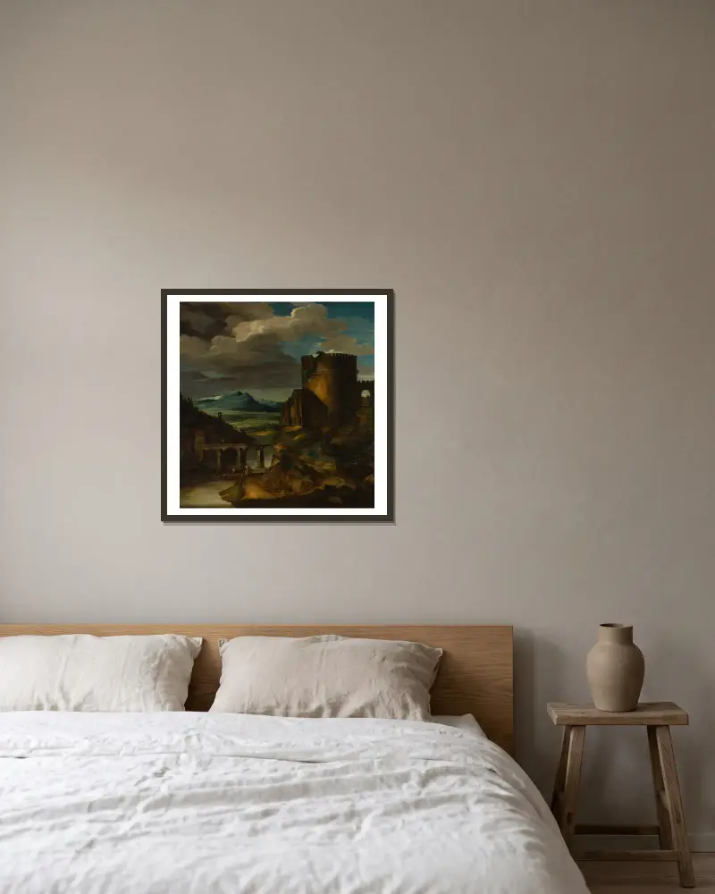 Paysage italien au tombeau av Théodore Géricault inramad på en vägg