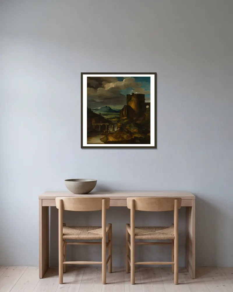 Paysage italien au tombeau av Théodore Géricault inramad på en vägg
