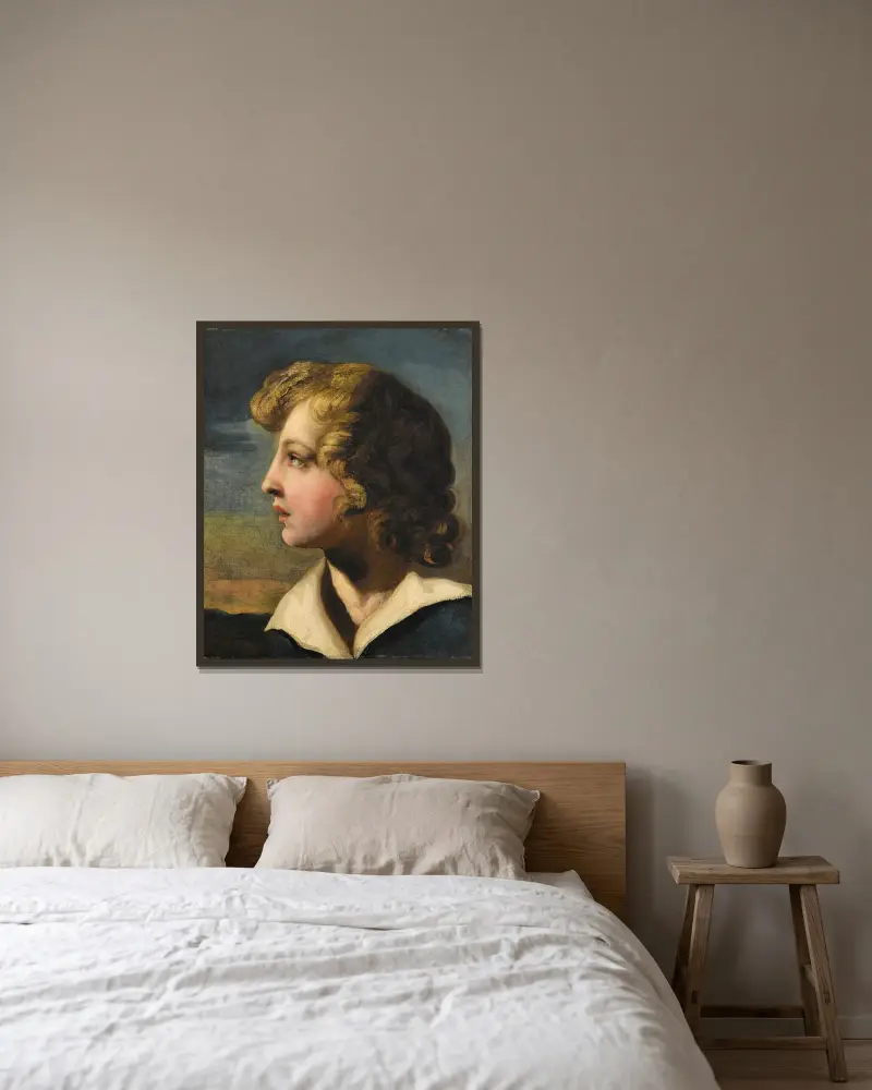 Porträtt av ung pojke i profil av Théodore Géricault inramad på en vägg