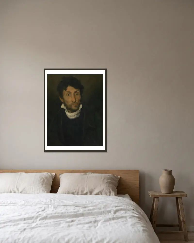 Portrait of a Kleptomaniac av Théodore Géricault inramad på en vägg